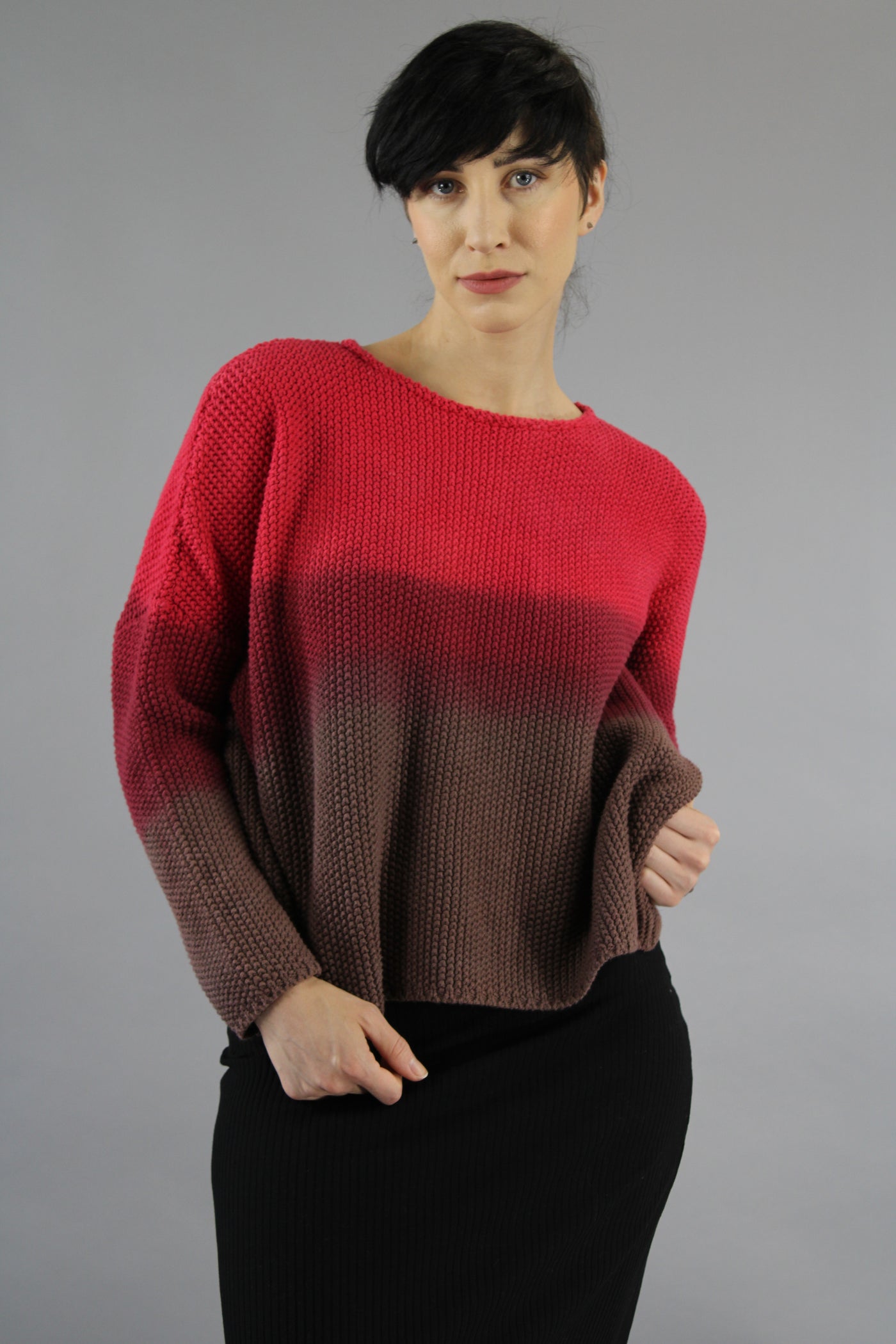 Shaker Sweater Red Ombre'