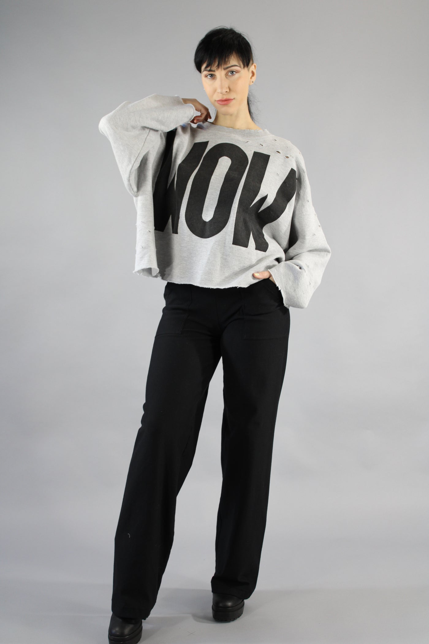 Crop Sweat WOW Heather