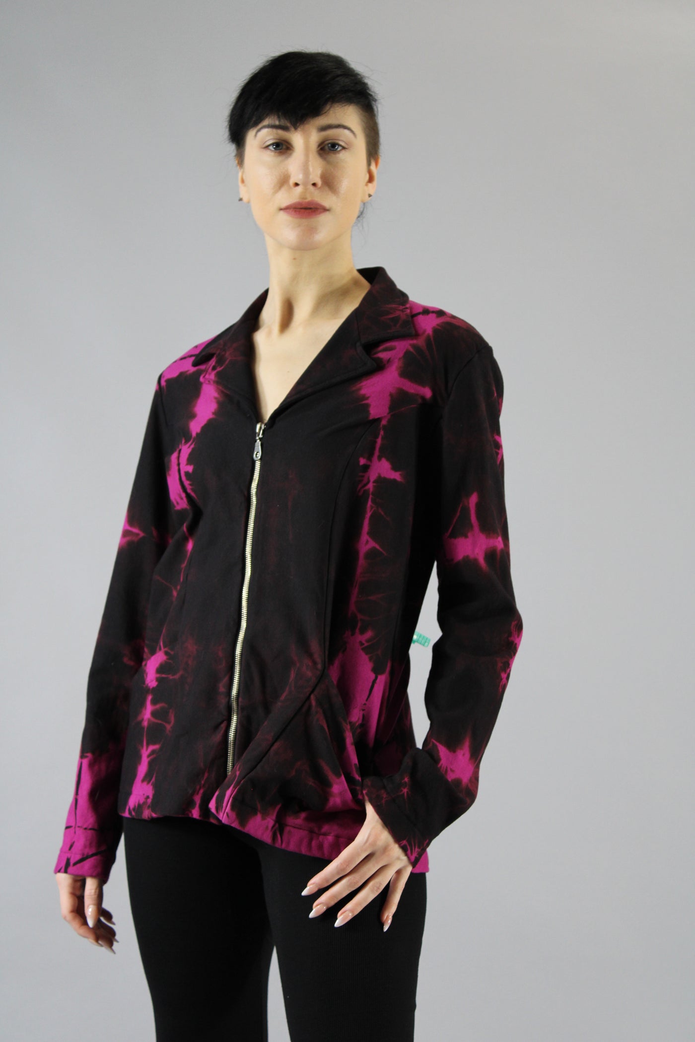 Fleece Lapel Jacket Fold Berry