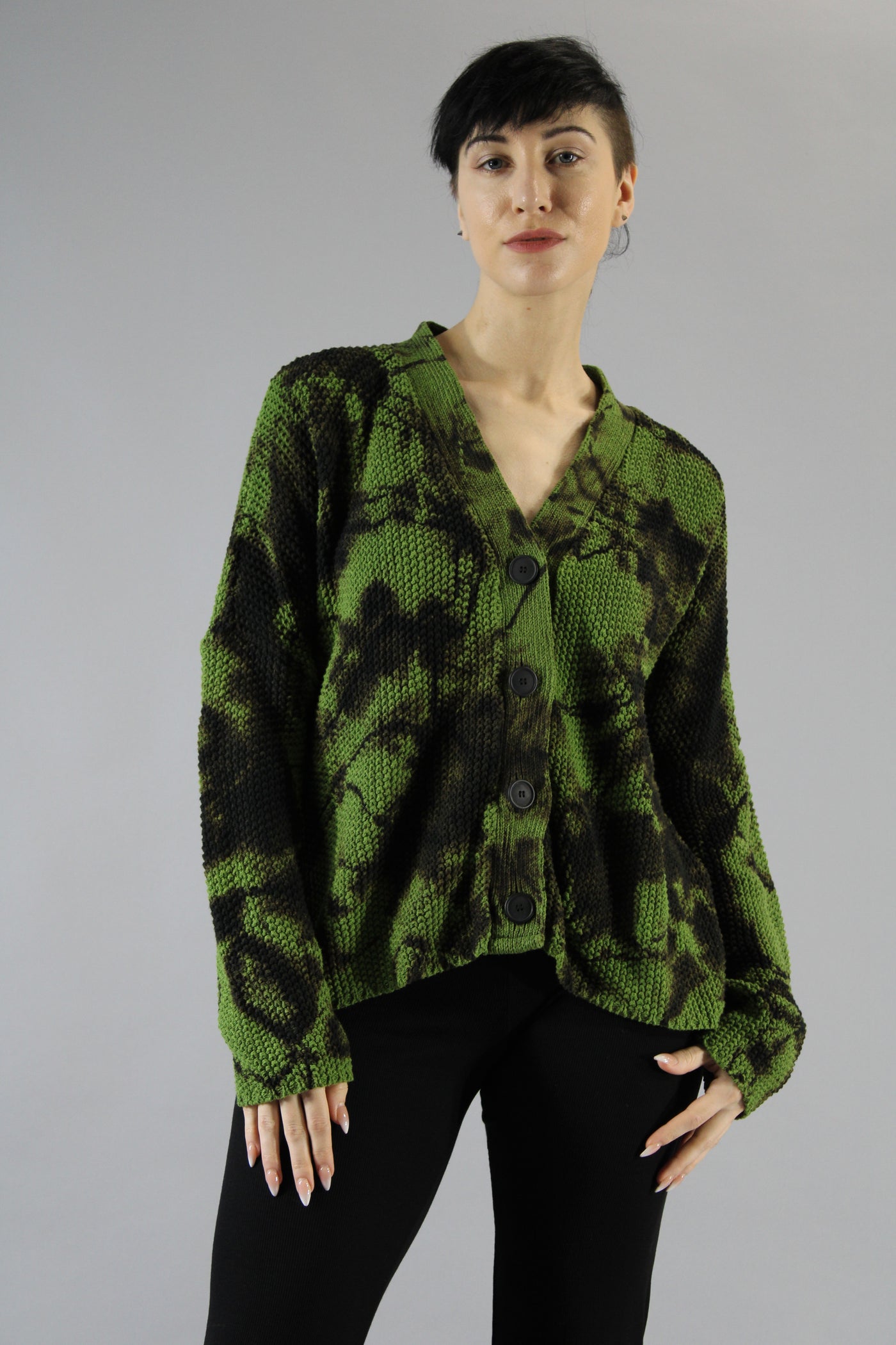 Shaker Cardigan Green Marble