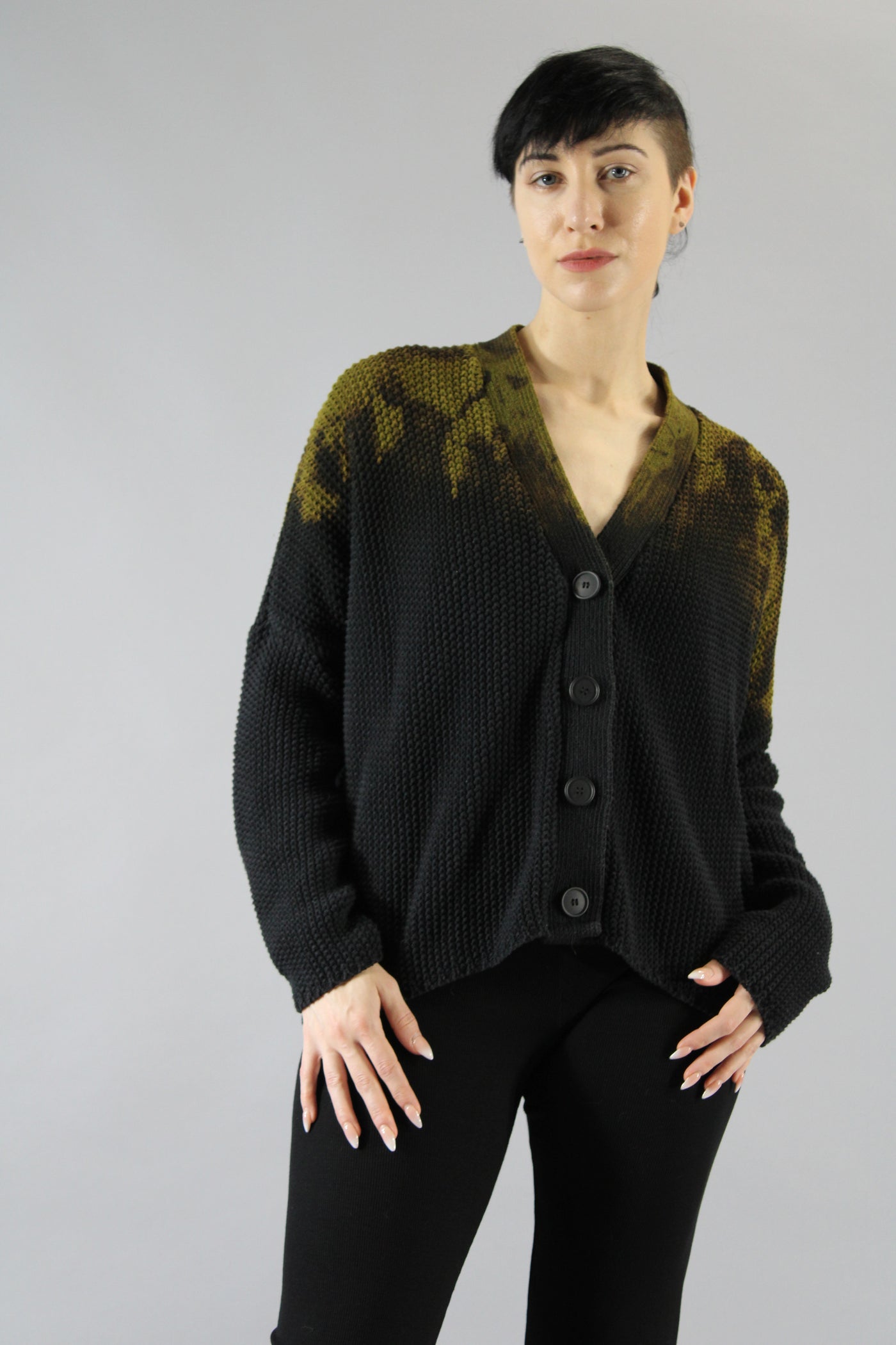 Shaker Cardigan Khaki Side