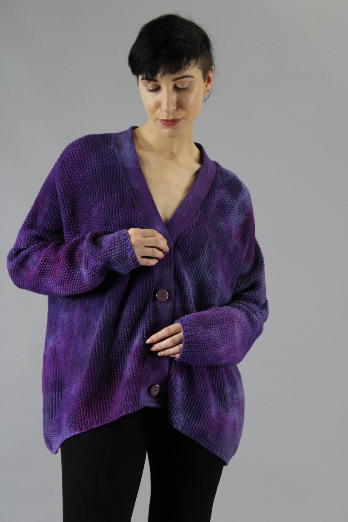 Shaker Cardigan Grape