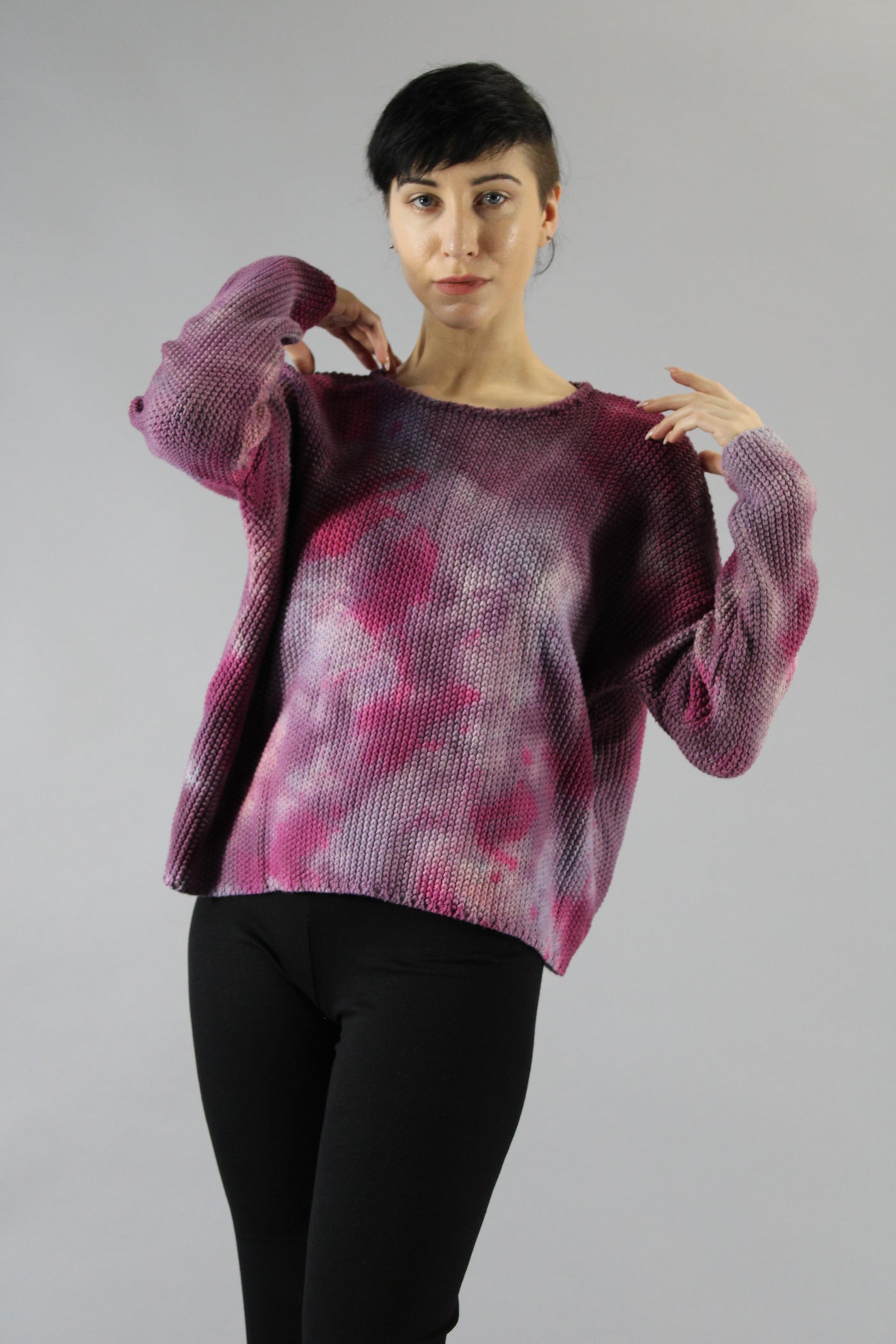 Shaker  Crop Sweater Berry