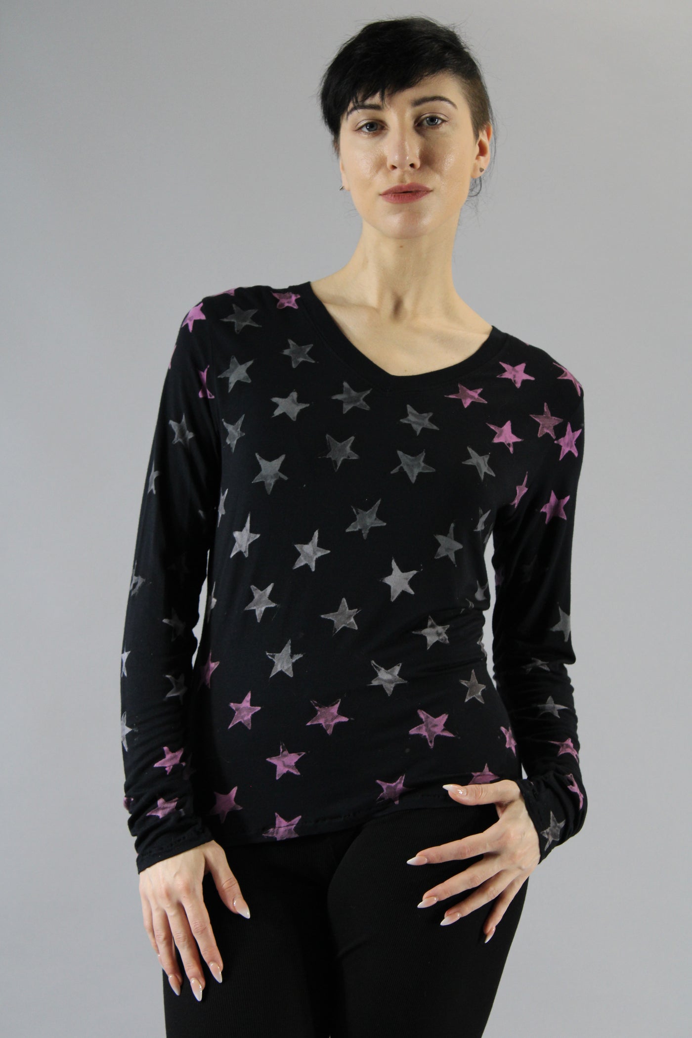 Classic V Neck Stars Pink