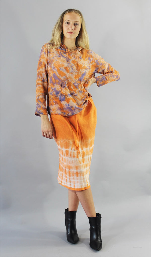 Archive Linen Drawstring Skirt Orange