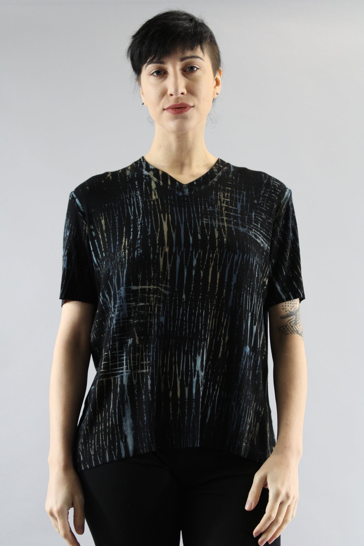 Cozy V Top Rib Hatch Blue