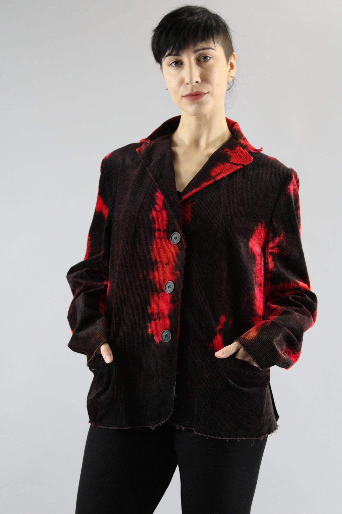 Velvet Corduroy Stretch Blazer Red Fold