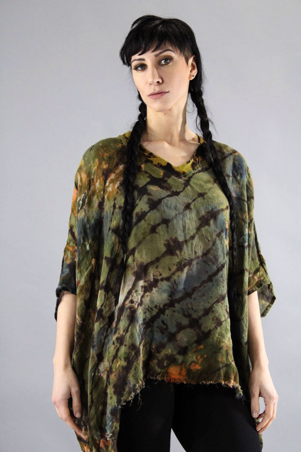 Heyne Bogut Top Shawl Wrap Green Hand Dyed Short cheapest Sleeve 4