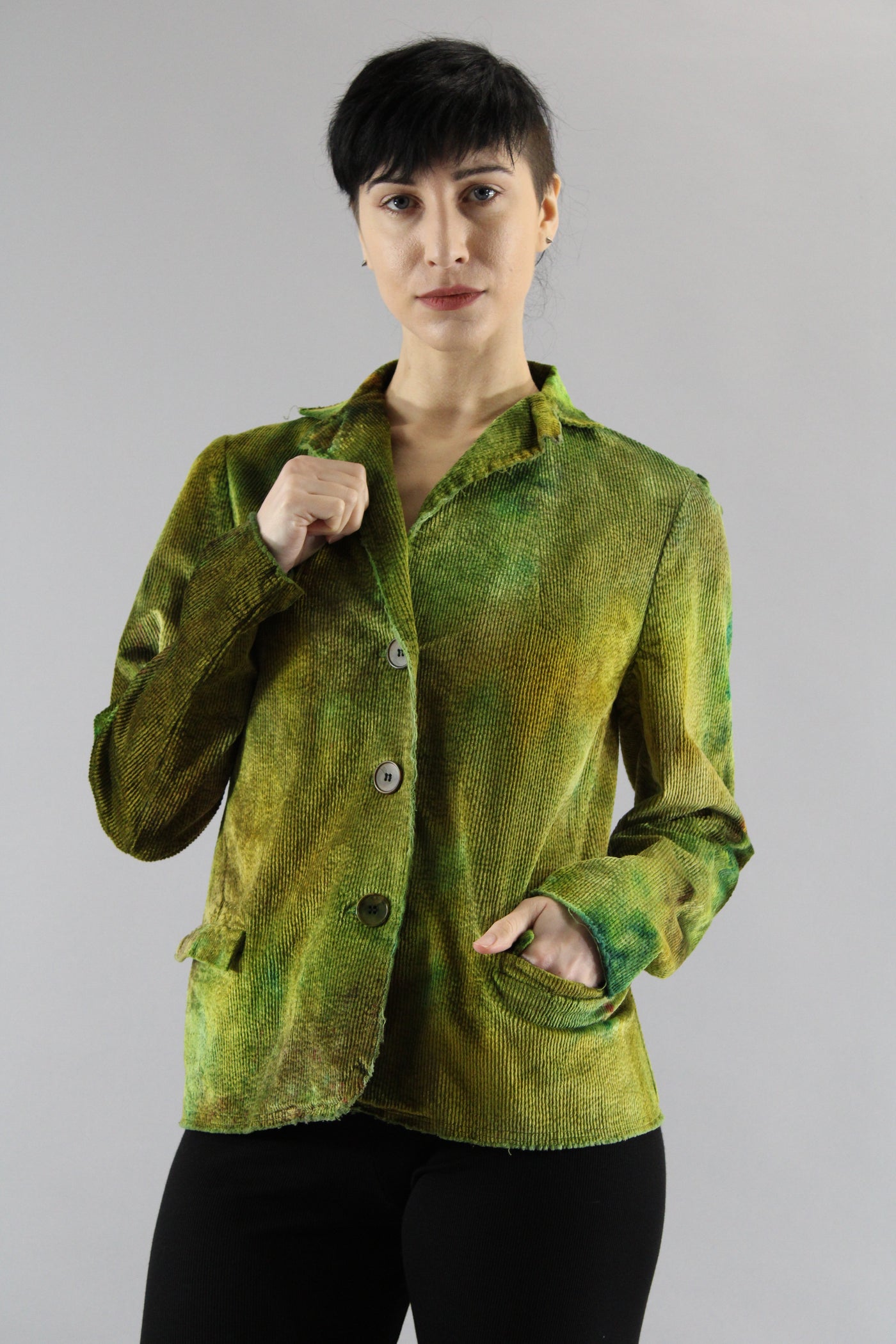 Velvet Corduroy Stretch Blazer Green Ice