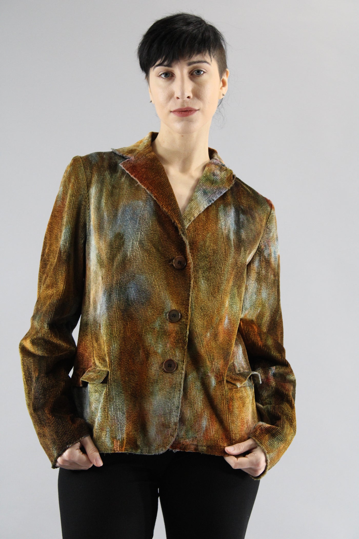 Velvet Corduroy Stretch Blazer Khaki Ice