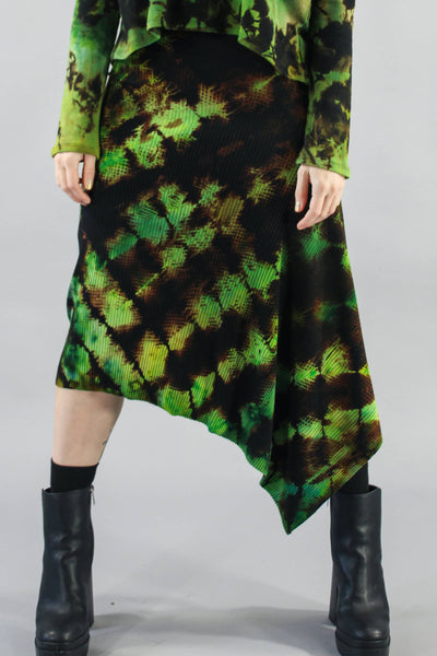 Slant Skirt•Rib•Green Spiral